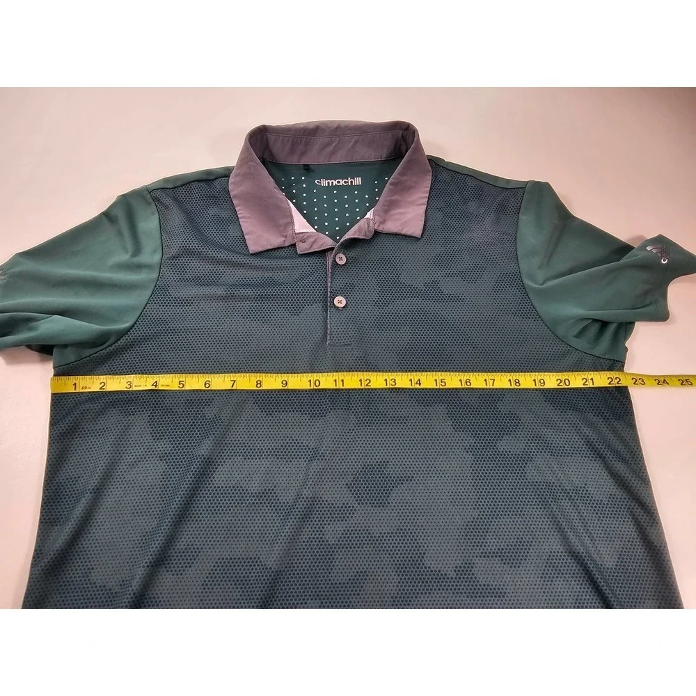 Adidas clima lite polo size large green camo with club logo EUC